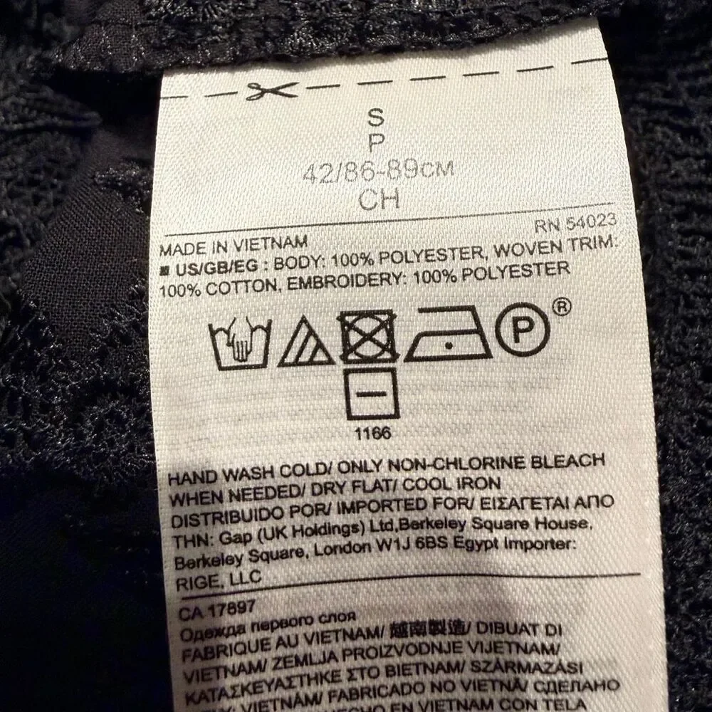 Banana Republic Crochet Lace Short Sleeve See Through Crop Top Black Small